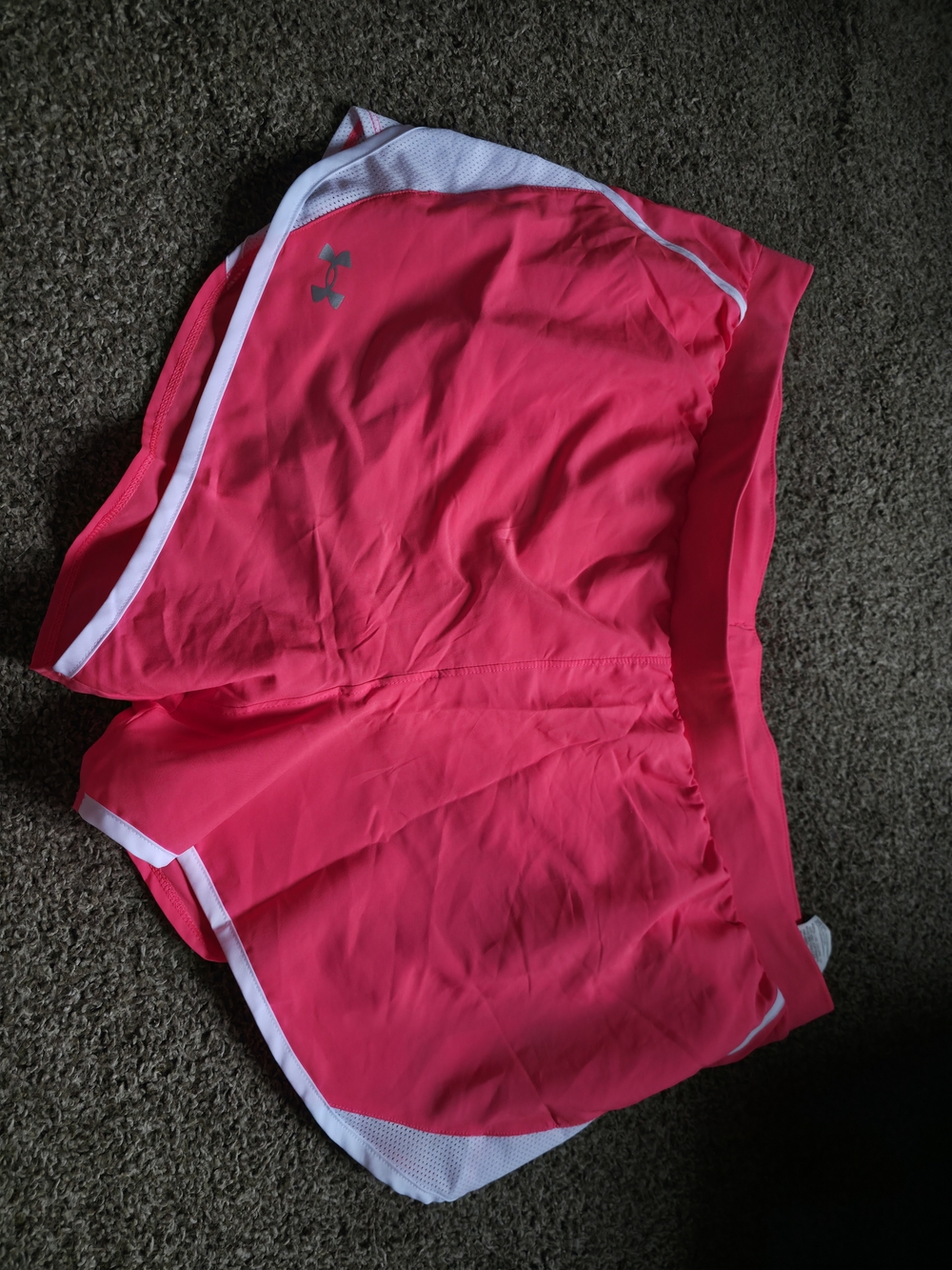 Under Armour Women's Pink Athletic Shorts with White Trim